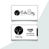 vector Barber shop business card and men's salon or barber shop logo black and white and Barber Shop business card and logo barber black and white men salon business card