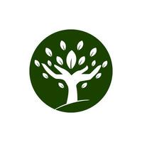 Human hands and tree with green leaves vector