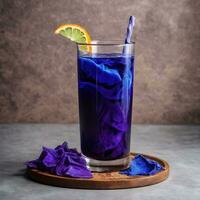 AI generated An enchanted elixir that changes colors as you drink it. The secret ingredient could be butterfly pea flower extract. ai generative photo