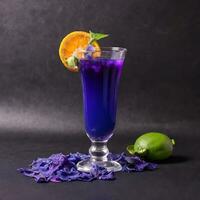 AI generated An enchanted elixir that changes colors as you drink it. The secret ingredient could be butterfly pea flower extract. ai generative photo