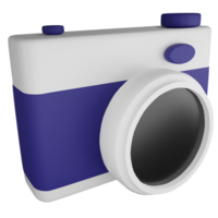 Camera clipart flat design icon isolated on transparent background, 3D render Summer and travel concept png