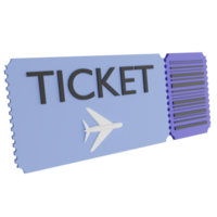 Airport ticket clipart flat design icon isolated on transparent background, 3D render Summer and travel concept png