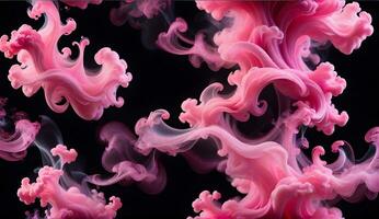 AI generated pink smoke abstact art isolated black background. ai generative. photo