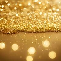 AI generated abstract background, Golden glitter christmas with bokeh defocused lights. ai generative photo