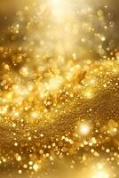 AI generated abstract background, Golden glitter christmas with bokeh defocused lights. ai generative photo