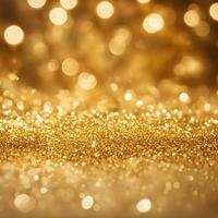 AI generated abstract background, Golden glitter christmas with bokeh defocused lights. ai generative photo