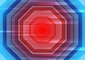 Red blue glossy octagons abstract tech background vector