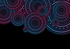 Glowing neon abstract futuristic background with circles vector