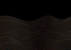 Golden wavy lines abstract minimal background vector