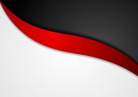 Contrast grey, black and red abstract wavy corporate background vector