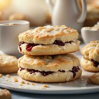 AI generated Close up of a scones, foreground sharp with bokeh background. ai generative photo