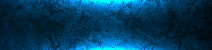 Grunge blue texture with blue neon illumination abstract banner vector