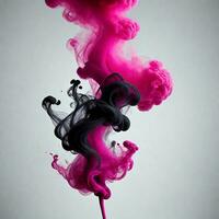 AI generated abstact black and pink smoke isolated on a white background. ai generative photo