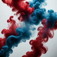 AI generated abstact red and blue smoke isolated on a white background. ai generative photo