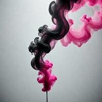 AI generated abstact black and pink smoke isolated on a white background. ai generative photo