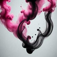 AI generated abstact black and pink smoke isolated on a white background. ai generative photo