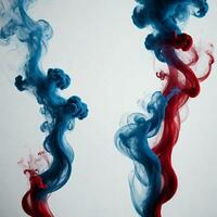 AI generated abstact red and blue smoke isolated on a white background. ai generative photo