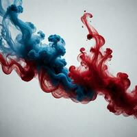 AI generated abstact red and blue smoke isolated on a white background. ai generative photo