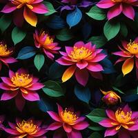 AI generated vibrant contrast temple flower a dark background. ai generative photo