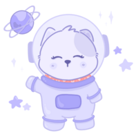 Cute cat animal wear space suit astronaut concept PNG