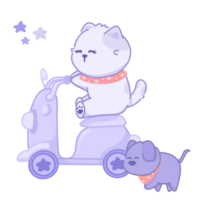 Cute cat driving a scooter concept illustration daily routine PNG