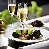 AI generated combines the opulence of black truffles with the effervescence of premium champagne. ai generative photo
