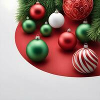 AI generated a christmas background with red decorations, red background photorealistic. ai generative photo