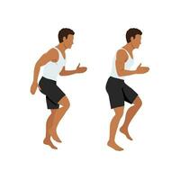 Man doing fast feet run exercise. vector