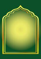 Islamic mosque background vector with pattern in green and gradient color