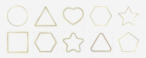 Gold glowing different geometric shape frame vector