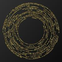 Abstract gold glowing halftone dotted background. Gold glitter pattern in circle form. Circle halftone dots. Vector illustration