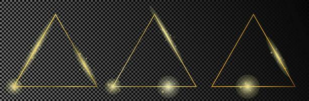 Gold glowing triangle frame vector