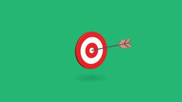 red bullseye target on green background. 3 d rendering vector