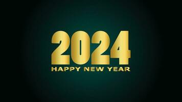 Happy New Year 2024 greeting design with gold writing vector