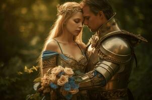 AI generated Royal romantic couple fantasy world. Generate ai photo