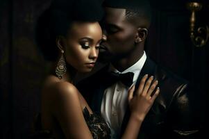 AI generated Passionate classy African couple. Generate ai photo