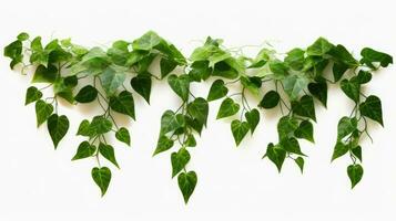 AI generated Plant vine green ivy leaves tropic hanging, climbing isolated on white background. Clipping path photo