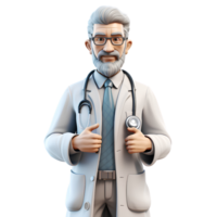 AI generated 3D smiling doctor with stethoscope stand in hospital png