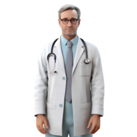 ai généré 3d souriant médecin avec stéthoscope supporter dans hôpital png