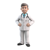 AI generated 3D smiling doctor with stethoscope stand in hospital png