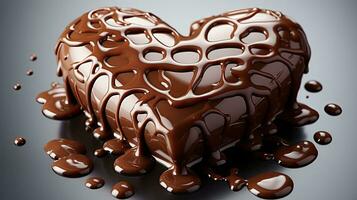 AI generated Delicious sweet beautiful chocolate cake dessert in the shape of a heart gift for Valentine's Day photo