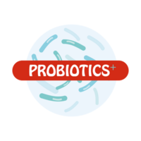 probiotico batteri logo. bifidobatteri lactobacillus intestino acidofilo. lattico prebiotico salutare flora cura. png