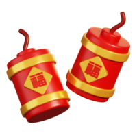 Chinese firecrackers decoration. Chinese new year elements icon. 3D rendering png