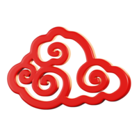 rouge chinois nuage. chinois Nouveau année éléments icône. 3d le rendu png