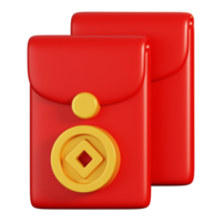 Ang pao red envelope or pocket. Chinese new year elements icon. 3D rendering png