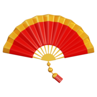 Chinese folding hand fan. Chinese new year elements icon. 3D rendering png