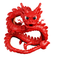 Red Chinese dragon head. Chinese new year elements icon. 3D rendering. png