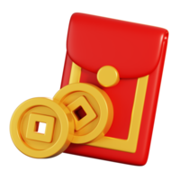 Ang pao red envelope or pocket. Chinese new year elements icon. 3D rendering png