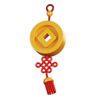 Lucky munt hangende ornament. Chinese nieuw jaar elementen icoon. 3d renderen png