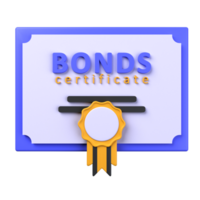 bond certificate of 3d illustration. Investment 3D Concept. medal in front of bond certificate paper. 3d render png